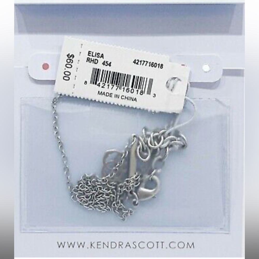 Authentic KENDRA SCOTT Elisa 454 Rhodium Necklace Abalone Shell Pendant - Picture 5 of 5
